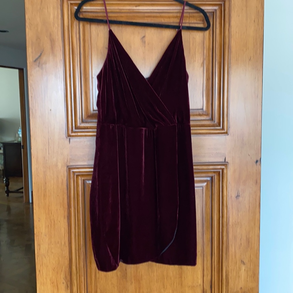 Burgundy Red Velvet Cocktail Dress Size L